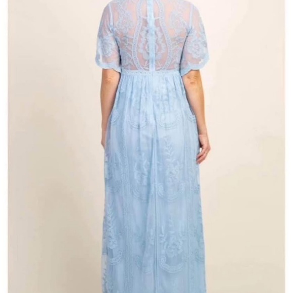 Pinkblush Blue Flutter Sleeve Maxi Dress - Picture 2 of 2